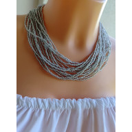 Naszyjnik Szary Koraliki Japońskie Drobne Krótki