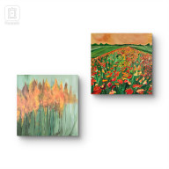 Kompozycja prac na płótnie, 40x40x2 cm, Podlasie i Polskie maki