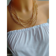 Naszyjnik Szklane Koraliki Różowe Złoto