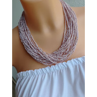 Naszyjnik Różowy Nude Róż Koraliki