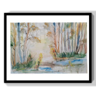 Akwarela- Słoneczny las