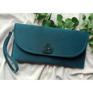 Morska kopertówka, torebka zielona, zielona kopertówka, kopertówka do ręki petrol