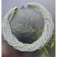 Naszyjnik Miętowe Koraliki Drobne Kaskadowy Zielony