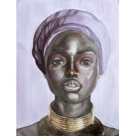 Kobieta w złocie, akwarela