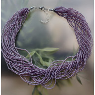 NASZYJNIK FIOLETOWE DROBINKI KRÓTKIE KORALE