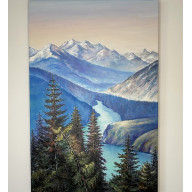 Widok górski z rzeką.