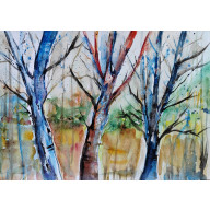 AKWARELA- KOLOROWE DRZEWA