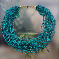 NASZYJNIK KORALE SZKŁO EMERALD ZIELONE