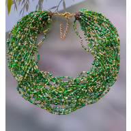 NASZYJNIK ZIELONE I ZŁOTE KORALIKI NASZ25.108