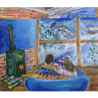 Śniadanie do łóżka, obraz na płótnie 40x30x2