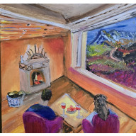 Śniadanie do łóżka, obraz na płótnie 40x40x2 cm