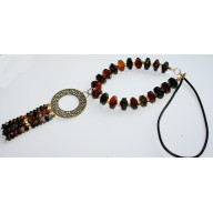 Naszyjnik z agatu z zawieszką na rzemieniu naturalnym