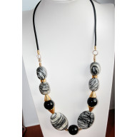 Naszyjnik z jaspisu sieciowego i onyksu