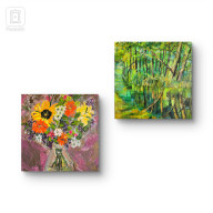 KOMPOZYCJA PRAC NA PŁÓTNIE, 40X40X2 CM