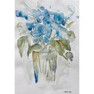 Niebieski bukiet A4 - akwarela