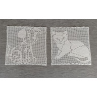 2 serwetki szydełkowe pies i kotek