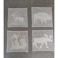 4 serwetki szydełkowe z leśnymi zwierzętami