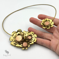 Kwietny Naszyjnik- Mosiężna Kolia Handmade