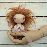 Aniołek lalka - dekoracja tekstylna, OOAK, XXS