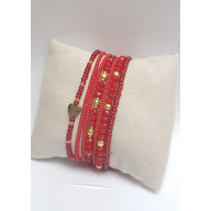 Bransoletka Boho Makrama Sznurek Czerwona3