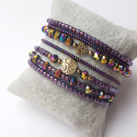 BRANSOLETKA BOHO MAKRAMA SZNUREK FIOLETOWA2