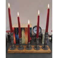 Świecznik Loftowy 5-ramienny drewno/metal F005_2-W1 Loft