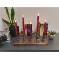 Świecznik Loftowy 5-ramienny drewno/metal F005_3-W2 Loft