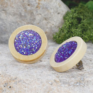 Drewniane kolczyki sztyfty z druzami boho #11