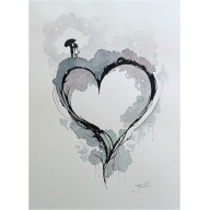 Serca w chmurach, Akwarela A3