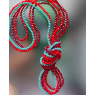 NASZYJNIK KORALE SZNURY KRYSZTAŁKI CZERWONE TURKUSOWE