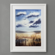 Akwarela Jesienny pejzaż