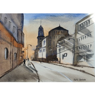 Akwarela Akwarelka Obraz pt: Uliczka