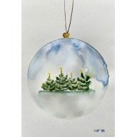 Bombka z choinkami A4 - akwarela