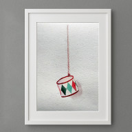 AKWARELA A5: KARTKA ŚWIĄTECZNA –ŚWIĄTECZNY BĘBENEK