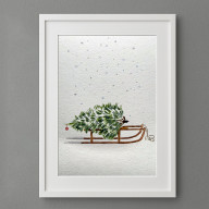 AKWARELA A5: KARTKA ŚWIĄTECZNA - CHOINKA