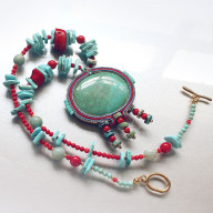 Wolność i Naturalność – Naszyjnik z turkusem, koralem i amazonitem