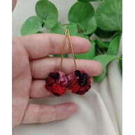 Kolczyki kwiaty bordowe sztyfty, małe kolczyki na sztyft