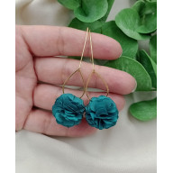 Kolczyki kwiaty zielone, szmaragdowe kolczyki, butelkowe zielone