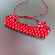 BRANSOLETKA KORALE CZERWONE GEMDUO SZEROKA BRA25.15