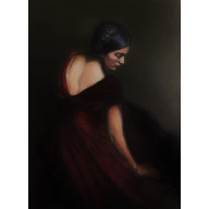 KOBIETA W BORDOWEJ SUKNI