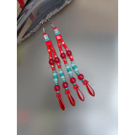 KOLCZYKI CZERWONO TURKUSOWE DŁUGIE 25.48