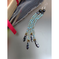 KOLCZYKI TURKUSOWO CZARNE DŁUGIE 25.49