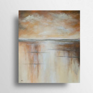 PEJZAŻ W BRĄZACH,ZŁOCIE I POMARAŃCZACH - OBRAZ AKRYLOWY 70/60 CM