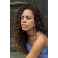 Długie kolczyki kwiatki piwonie peonie mauve