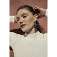 DŁUGIE KOLCZYKI KWIATKI PIWONIE PEONIE CZARNE RÓŻE RÓŻYCZKI