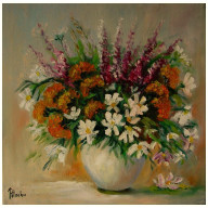 BUKIET POLNYCH KWIATÓW 40CM-40CM OBRAZ OLEJNY