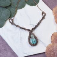 MIEDZIANY NASZYJNIK WIRE WRAPPING Z TURKUSEM #493