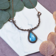 MIEDZIANY NASZYJNIK WIRE WRAPPING Z TURKUSEM #495