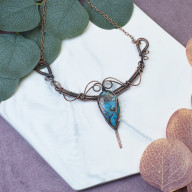 MIEDZIANY NASZYJNIK WIRE WRAPPING Z TURKUSEM #496