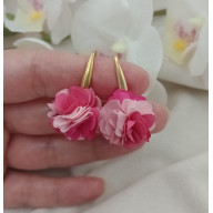 Kolczyki kwiaty fuksjowe różowe ombre, małe kolczyki